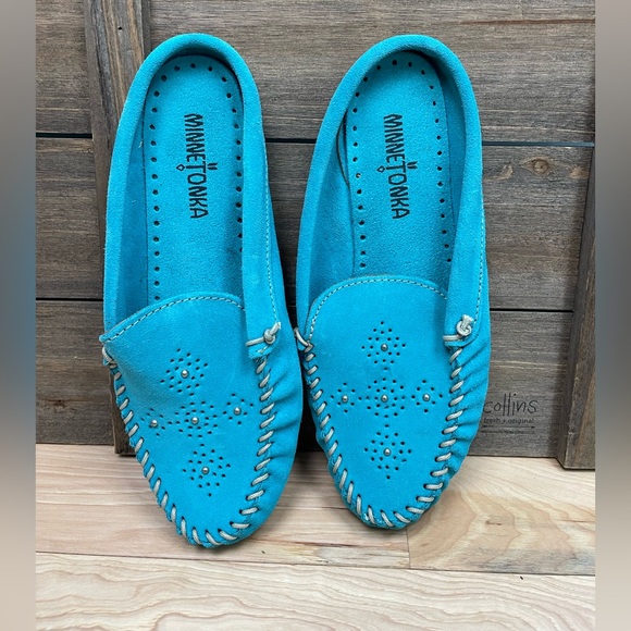 Minnetonka Shoes - Minnetonka Leila Moccasin Mule Loafers Slipper Slip On Turquoise Women’s Sz 8